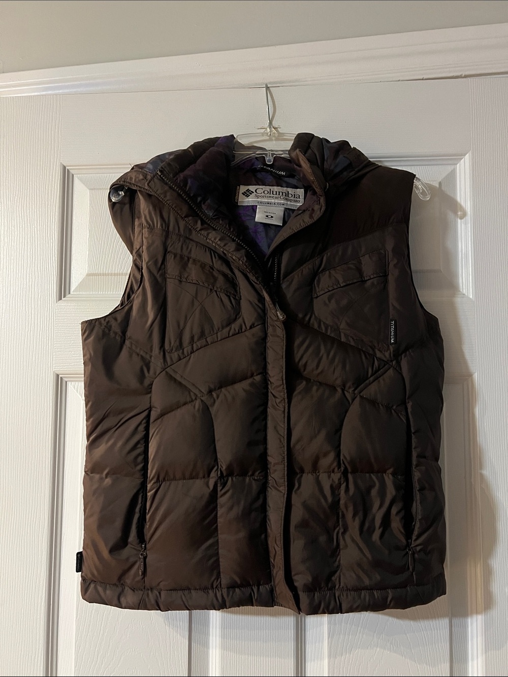 Columbia Brown Quilted Hooded Puffer Vest